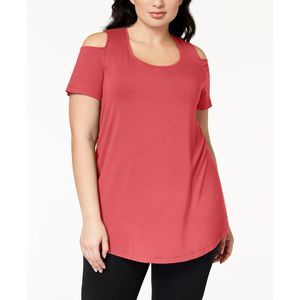 Jm Collection Womens Plus Size Cold-Shoulder Top, Pink, Size XX-Large